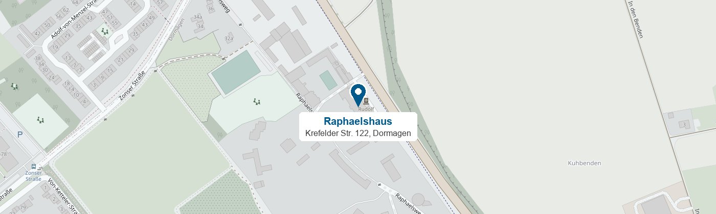 Karte: Lage des Raphaelshauses an der Krefelder Straße 122 in Dormagen
